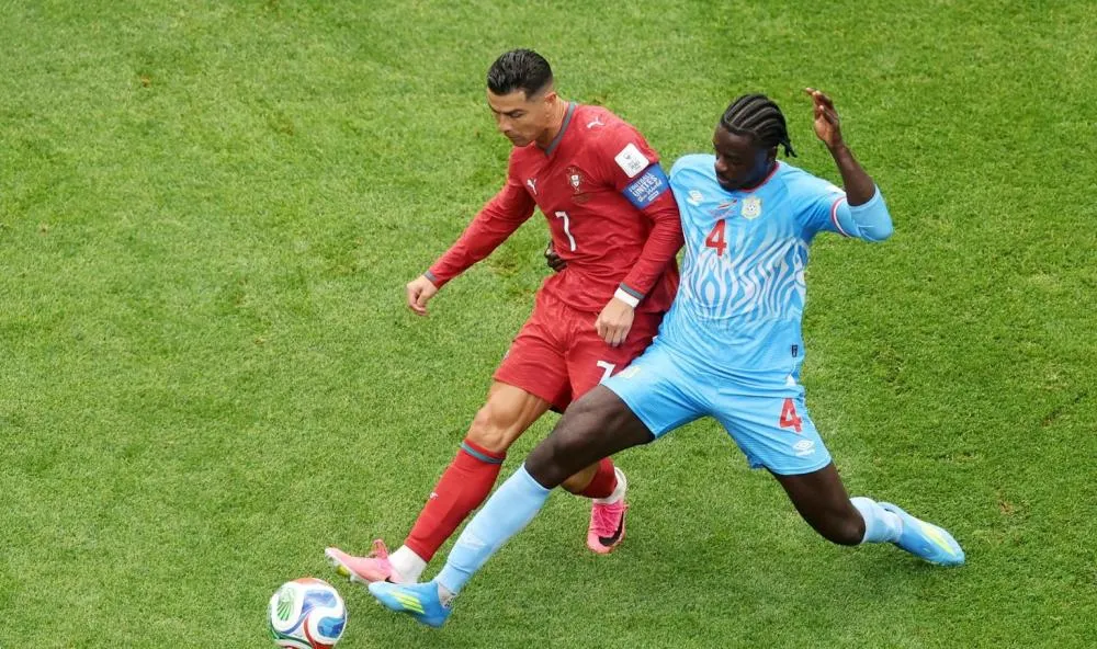 Portugal estreia na Copa com empate em 1 a 1 contra a RD Congo; Cristiano Ronaldo iguala recorde de Messi