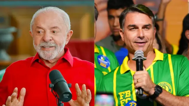 O presidente Lula e o senador Flávio Bolsonaro (Ricardo Stuckert e Vittor Sales/Divulgação/.)