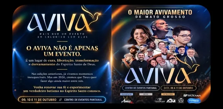 Coluna Anamaria: AVIVA 2026 promete três dias de fé e grandes shows em Cuiabá; garanta sua vaga pelo @aviva.mt