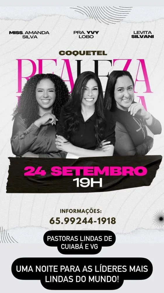 Coquetel Realeza vai homenagear pastoras e líderes em Cuiabá