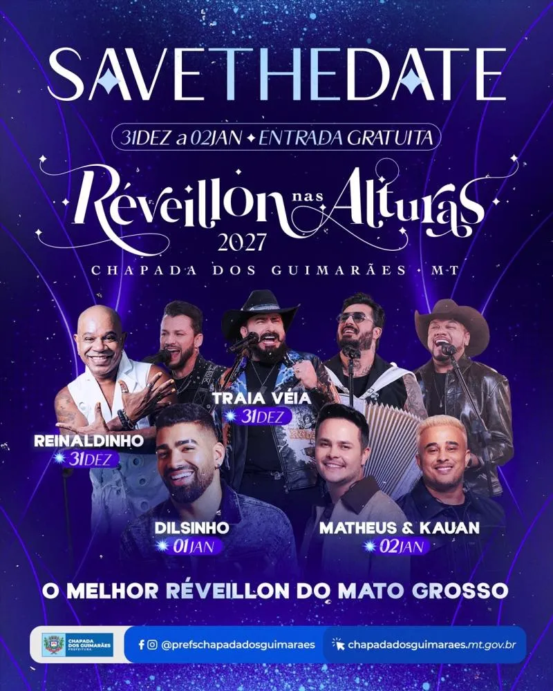Réveillon nas Alturas 2027 confirma Dilsinho e promete movimentar Chapada dos Guimarães com grandes shows nacionais