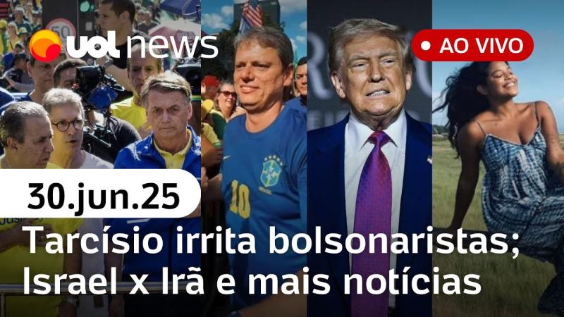 Tarcísio irrita em ato de Bolsonaro; família pede nova autópsia de Juliana Marins; Israel x Irã e +